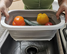 Load image into Gallery viewer, collapsible wash basin can drain easily by removing the stopper
