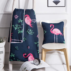 2 in 1 flamingo throw pillow and quilt