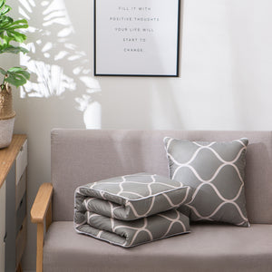 grey geometric couch pillow
