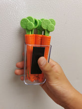 Load image into Gallery viewer, CARROT SHAPED BAG CLIPS WITH MAGNETIC HOLDER | CUTE BAG CLIPS
